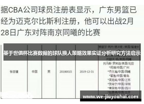 基于世俱杯比赛数据的球队换人策略效果实证分析研究方法启示